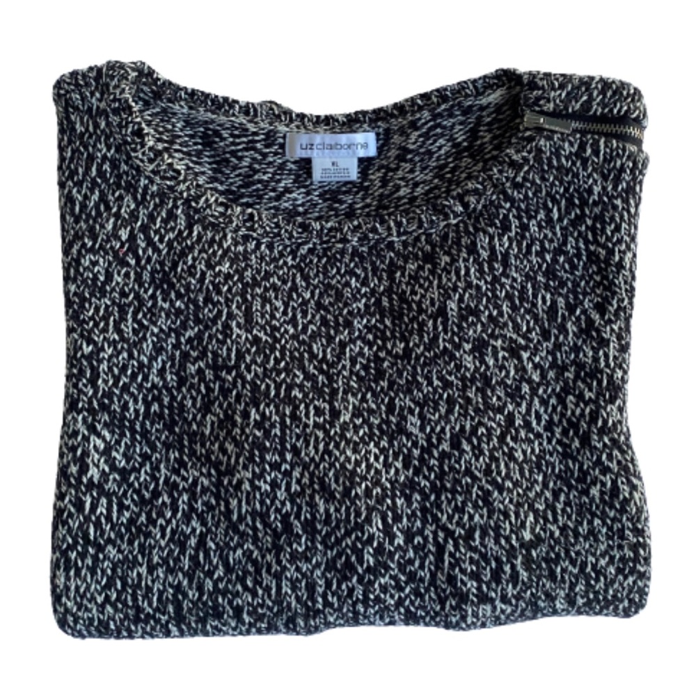 Liz Claiborne Black/White Marled Sweater